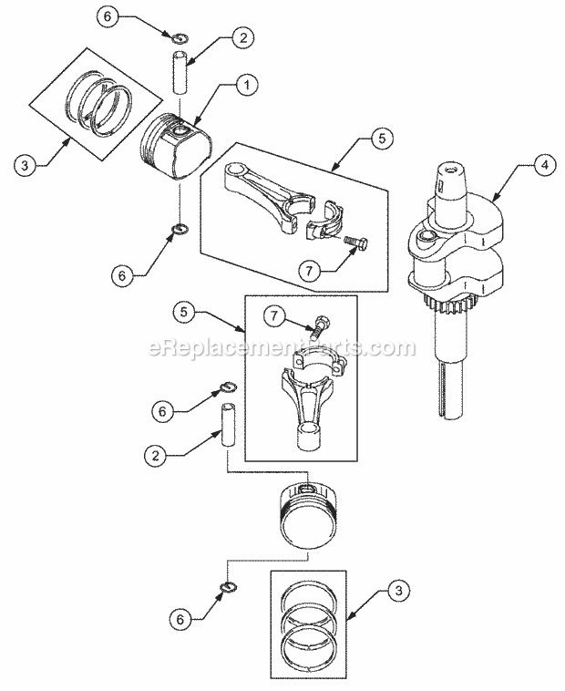 Pistion/Crankshaft Diagram and Parts List for 1527 13A-241G100 Cub Cadet Lawn Tractor